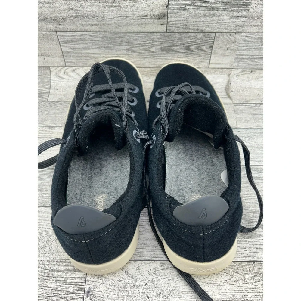 Allbirds Wool Pipers Women Sz 9 Black Merino Wool Low Top Sneakers Cream Sole